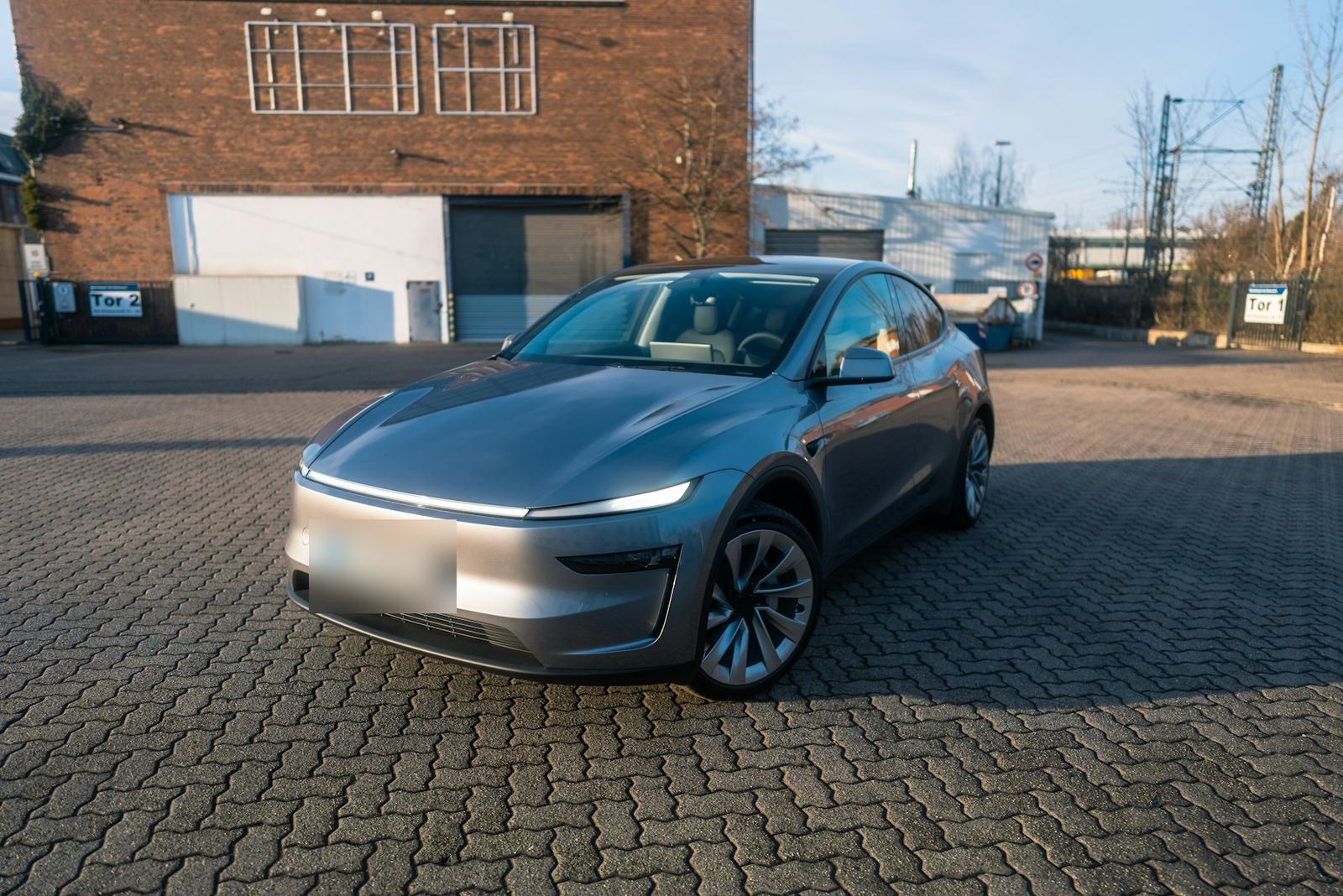 A grey Tesla Model Y